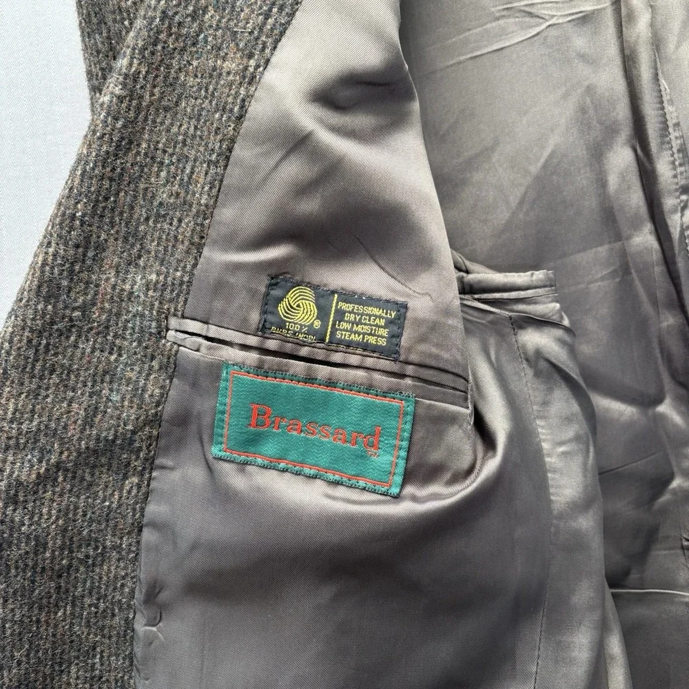 Vintage Brassard Mens 42R Tweed Blazer Brown Wool Sport Coat Dark Academia USA